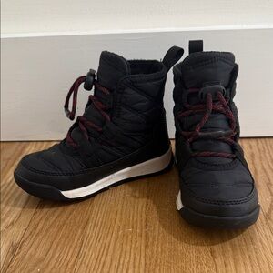 Sorel Whitney II Black Kids Boots with Red Laces